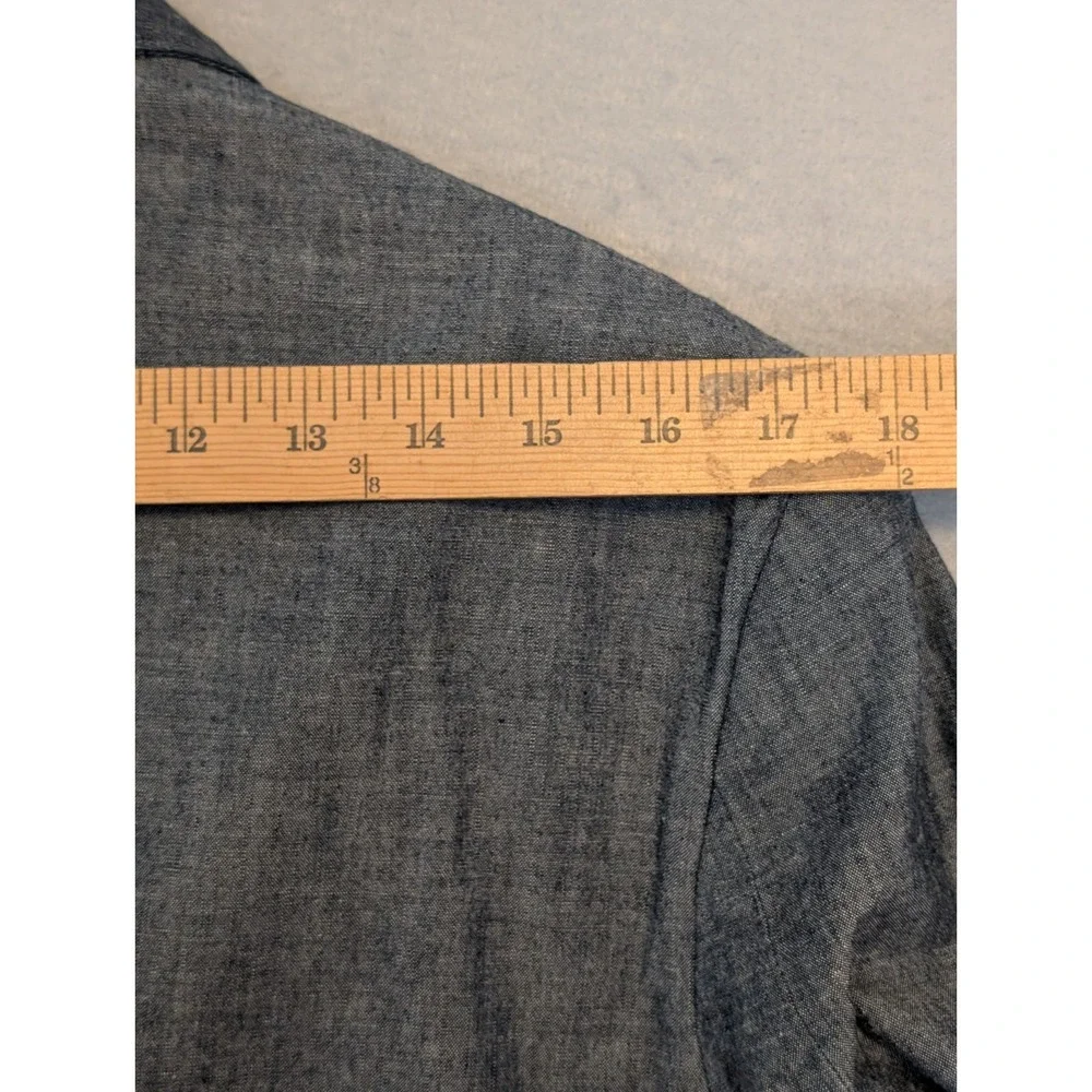 J.CREW Ludlow Navy Blue‎ Grey Chambray Blazer Cotton Unstructured Men Small 38R